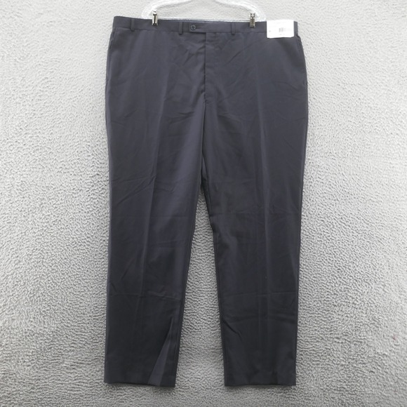 Calvin Klein‎ Mens Straight Wool Dress Pants 48x34 Black Flat Front Slim Fit NEW - Picture 1 of 16